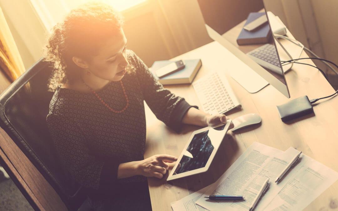 Young Woman Working at Home, Small Office