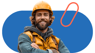Construction worker in a hard hat on a job site