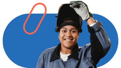 Skilled tradesperson welding on the job